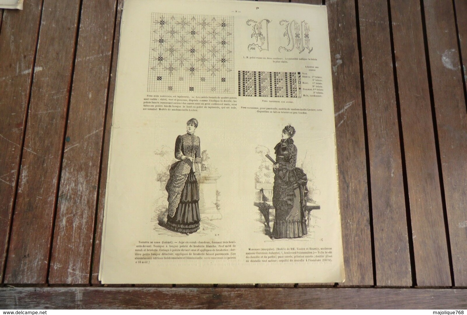 Revue - Journal Des Demoiselles 2 Rue Drouot 8°album Août 1883 - 8 Pages - Cross Stitch