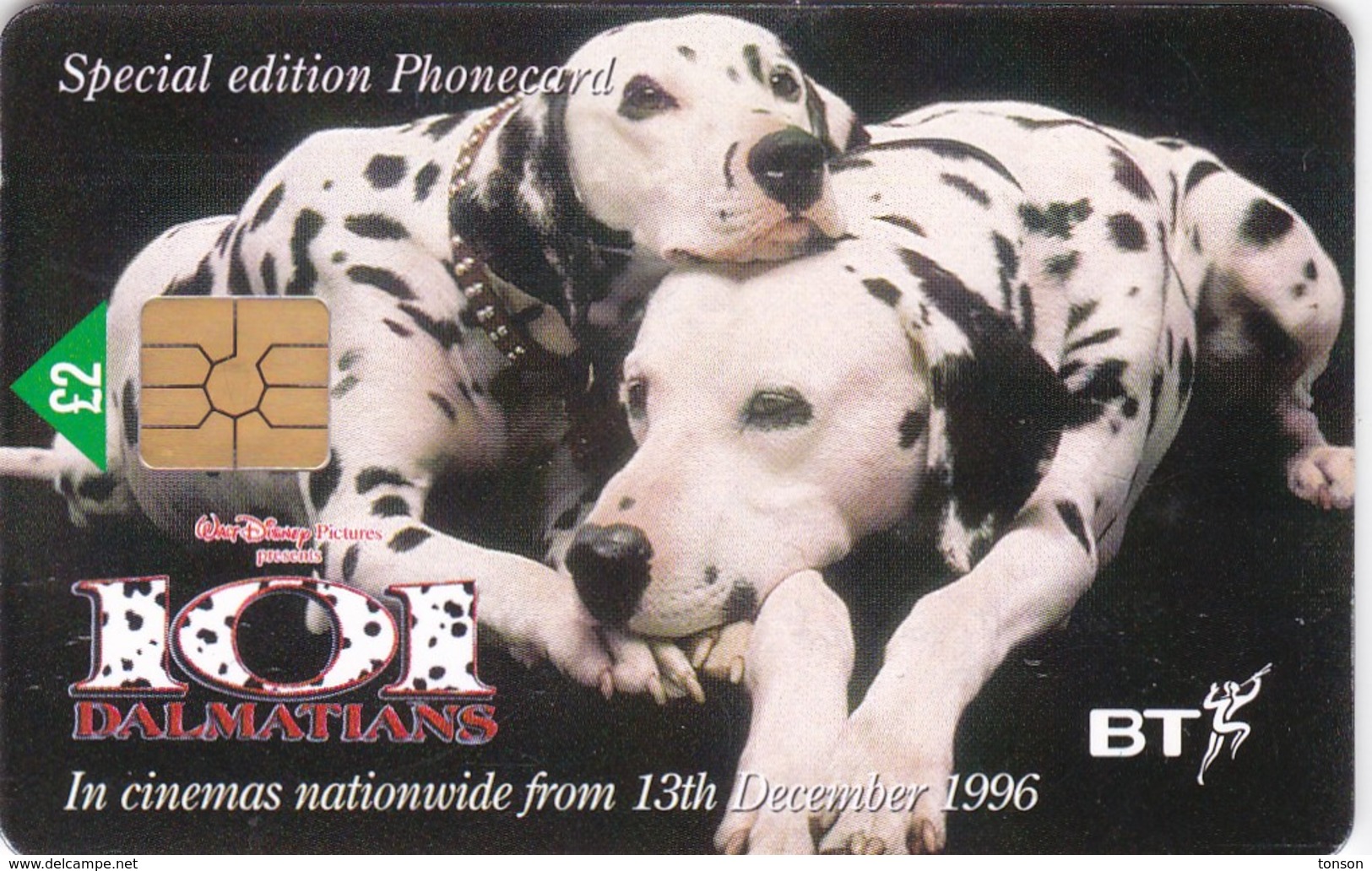 UK, BCC-041, 101 Dalmatians 2 - Pongo And Perdita, Disney, Dogs, 2 Scans.   Chip : GEM2 (Black/Grey). - BT General