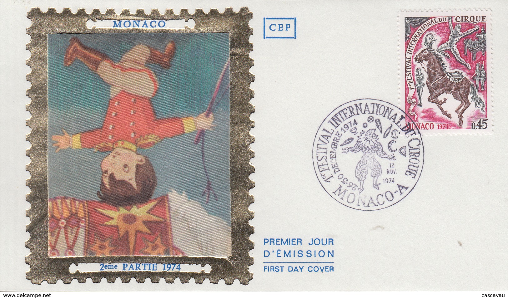 Enveloppe  FDC  1er Jour  MONACO  1er  FESTIVAL  INTERNATIONAL  Du  CIRQUE    1974 - Circus