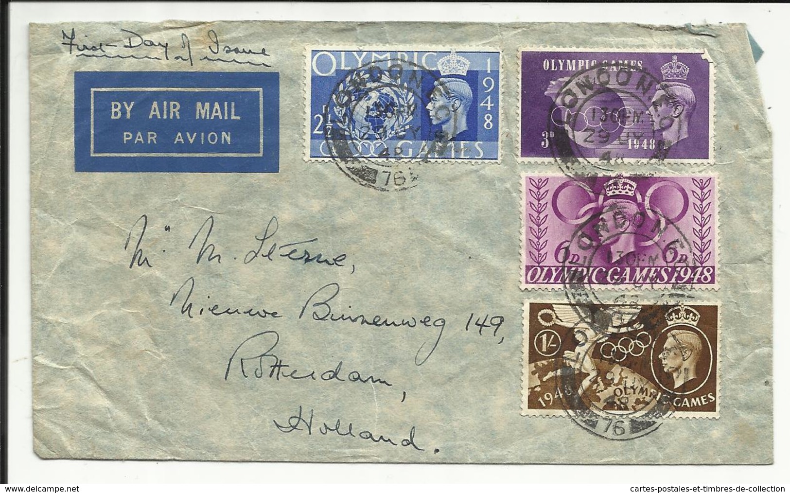 GRANDE BRETAGNE , GREAT BRITAIN ,  Jeux Olympique De Londres , 4 Timbres , 1948 , N° YT 241 , 242 , 243 & 244 - Covers & Documents