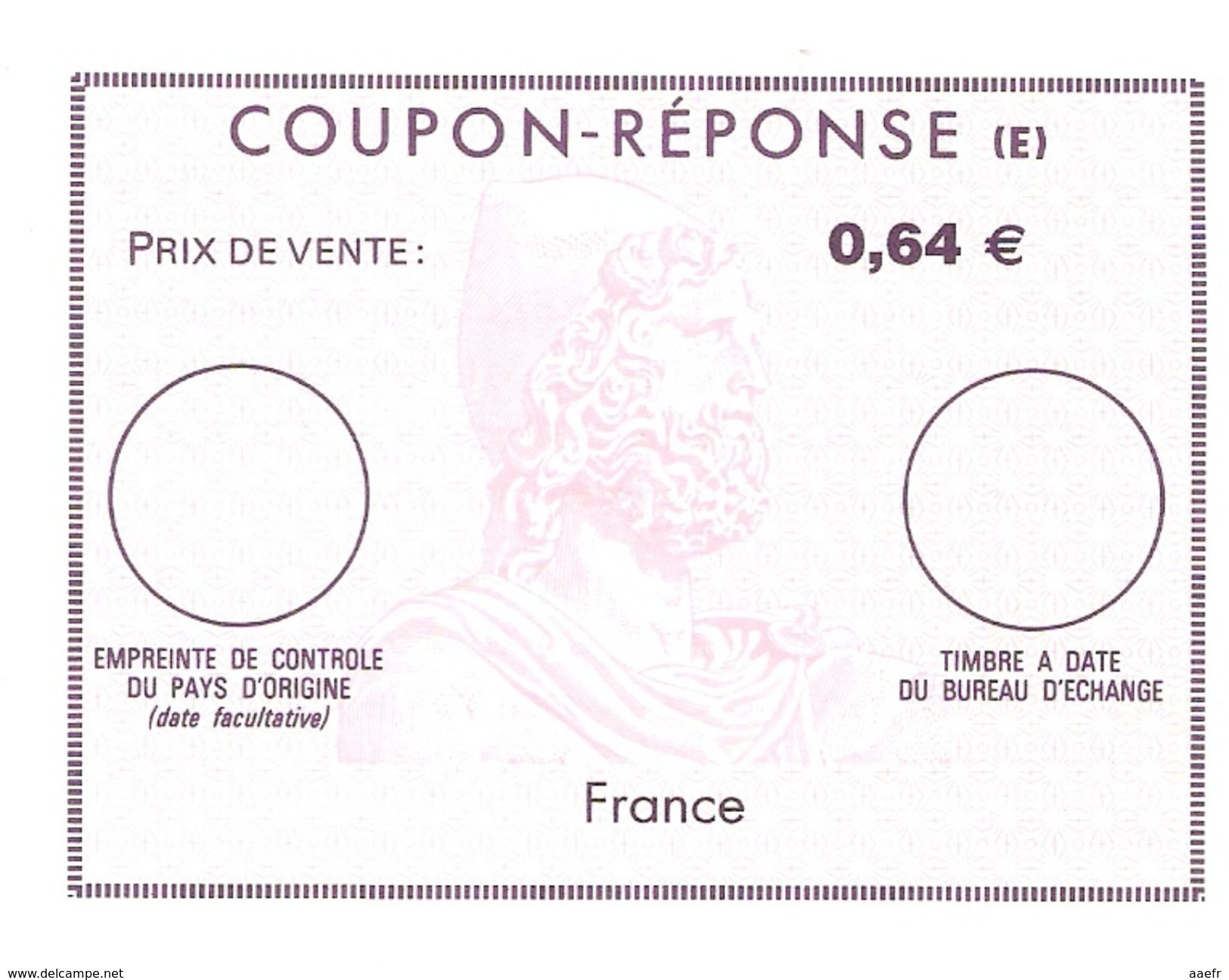 France -   Coupon-réponse (E) En Euros - 0.64 € - Neuf - Coupons-réponse
