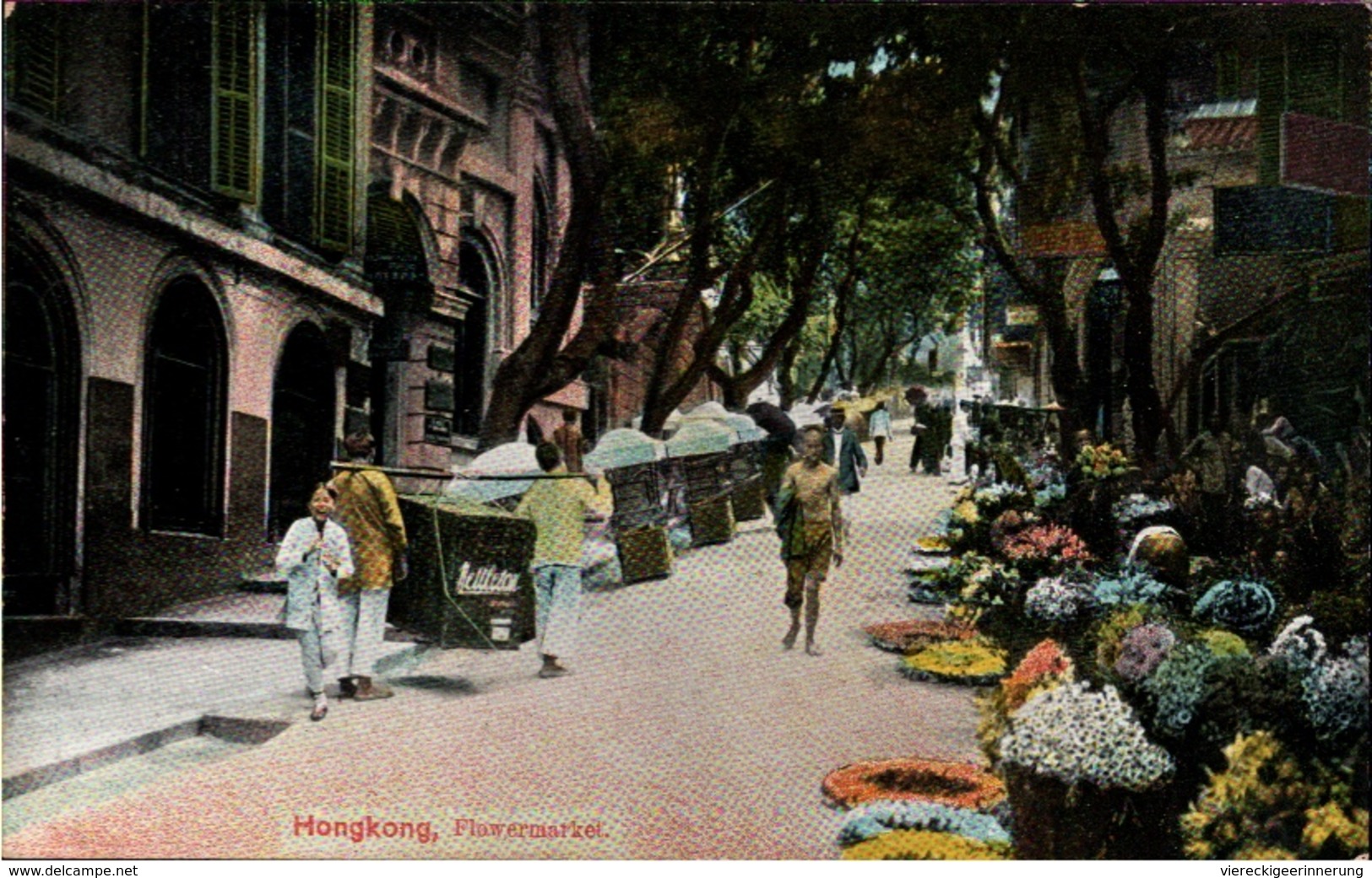 ! Old Postcard Hongkong Flowermarket, Hong-Kong - Cina (Hong Kong)