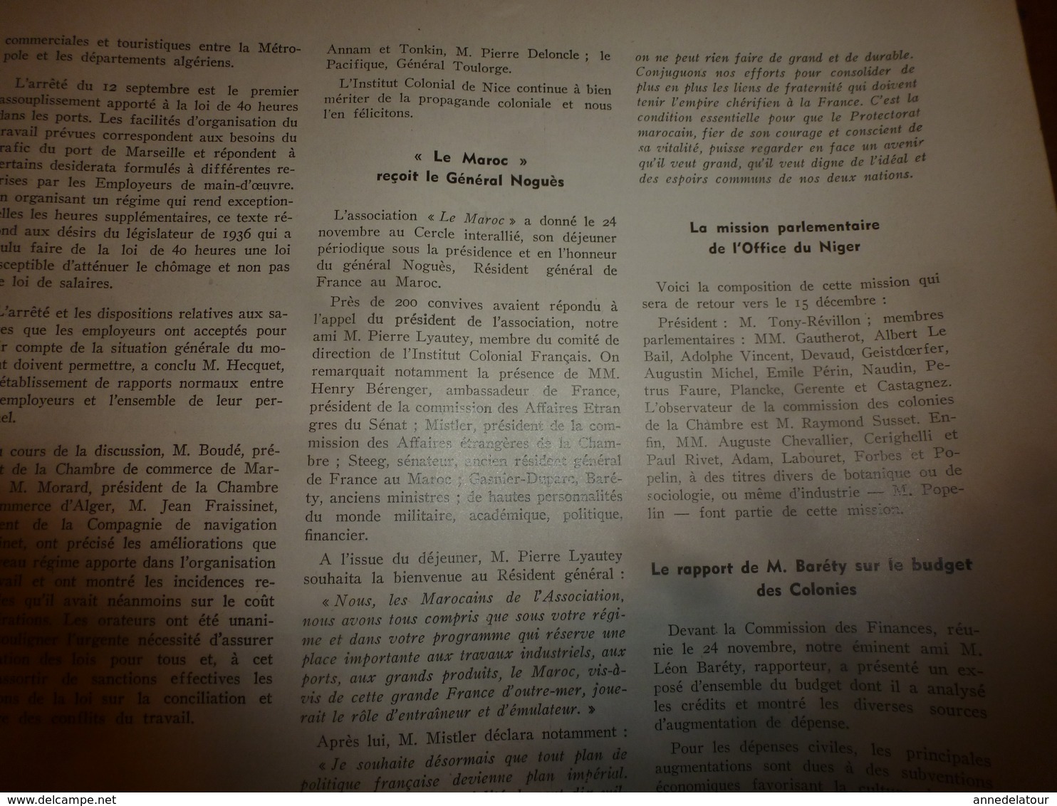 1938  LCCI : Le général Noguès en tournée au Maroc; CASABLANCA ; Indochine (Cam Dinh ); etc