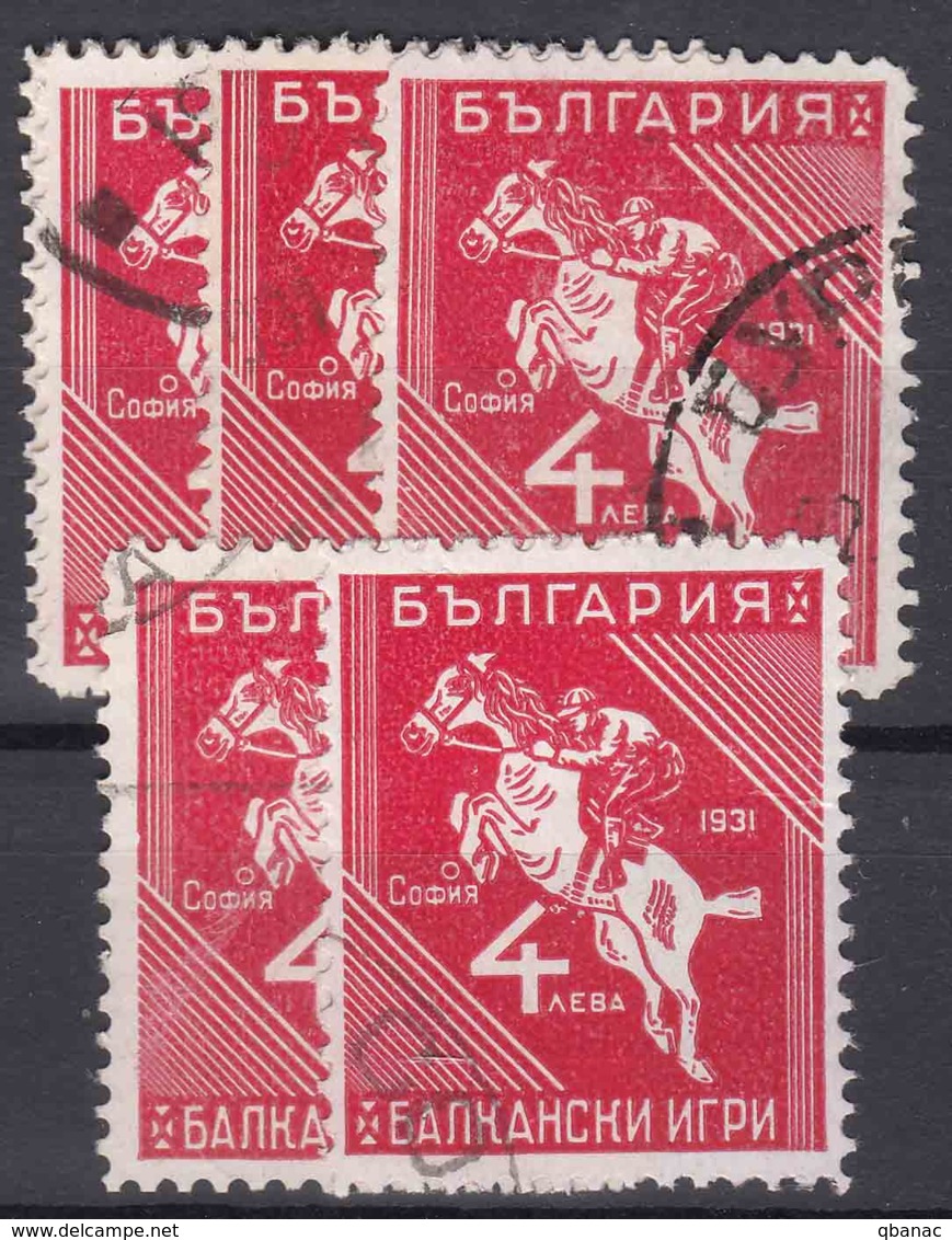 Bulgaria 1931 Sport Balkan Games Horse Riding Mi#244 Used 5 Pieces - Used Stamps