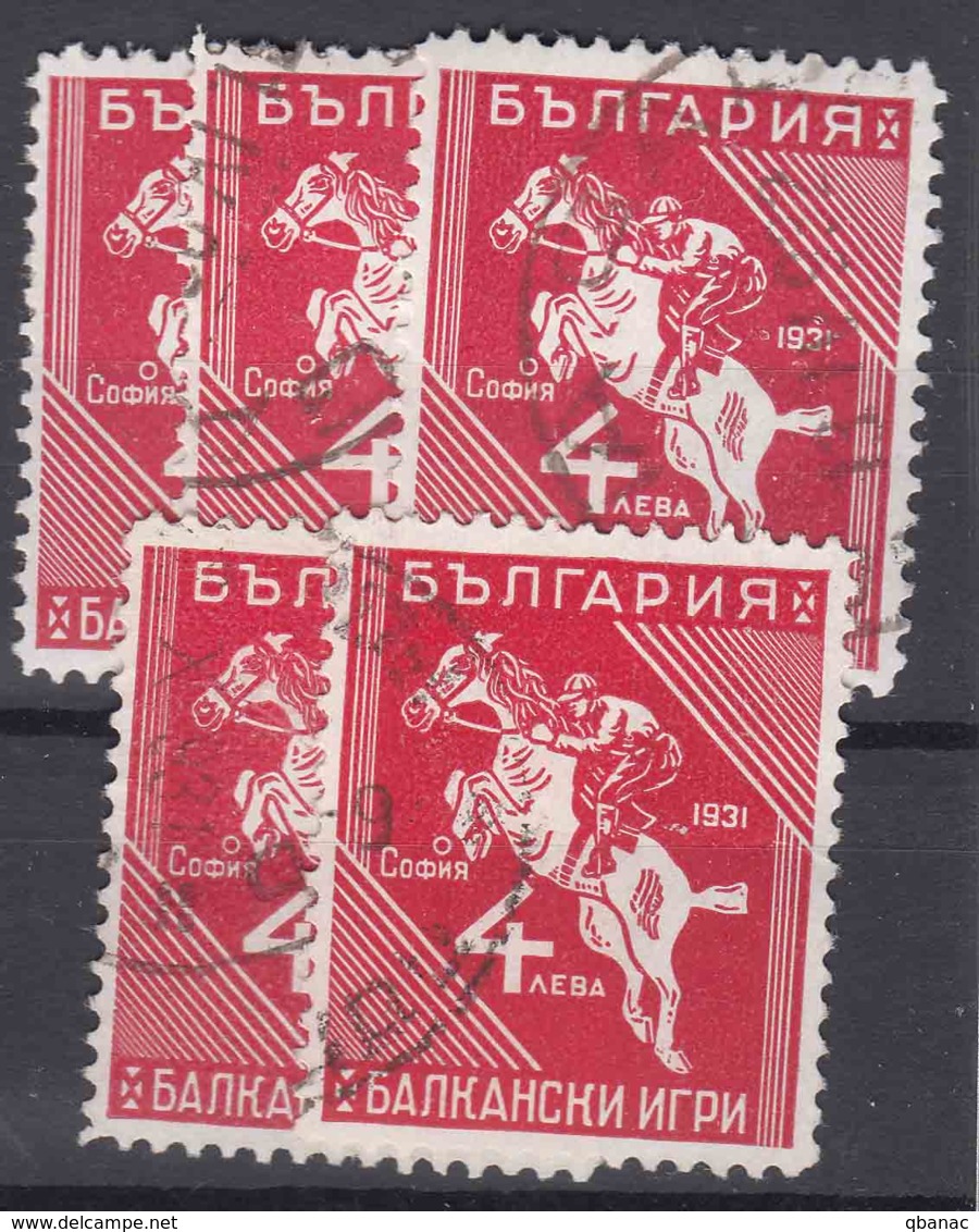 Bulgaria 1931 Sport Balkan Games Horse Riding Mi#244 Used 5 Pieces - Used Stamps