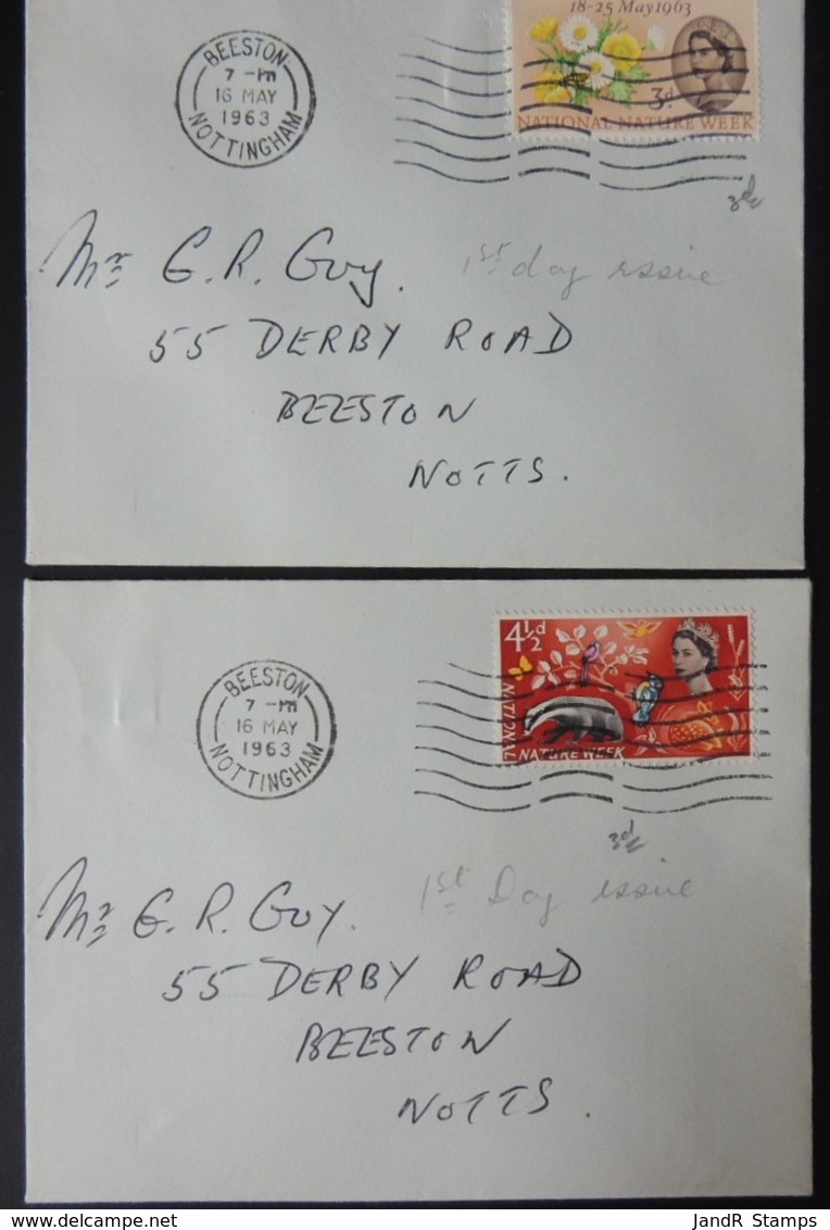 GB 1962 QEII FDC Nature Week Set Of 2 On 2 Plain Envelopes First Day Cover - 1952-1971 Pre-Decimal Issues