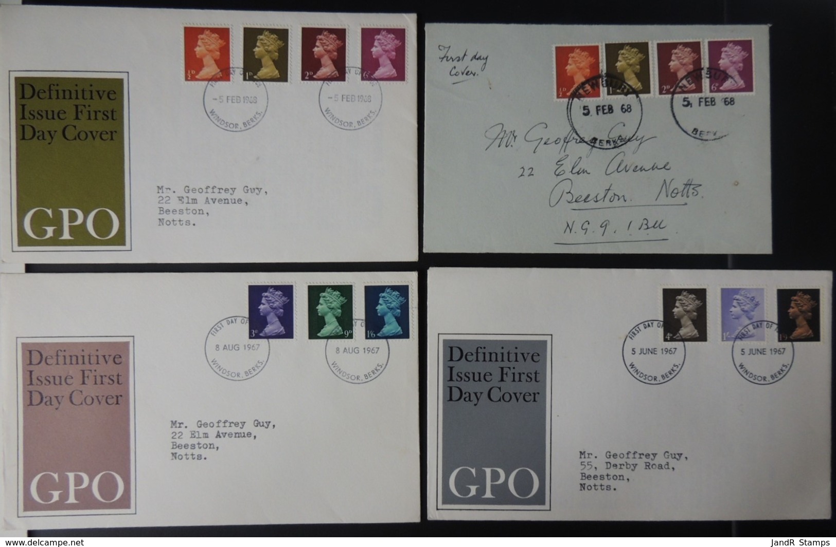 GB 1967 QEII FDC 1 Plain Envelope And 3 Official Illustrated Covers Definitives First Day Cover - 1952-1971 Pre-Decimal Issues