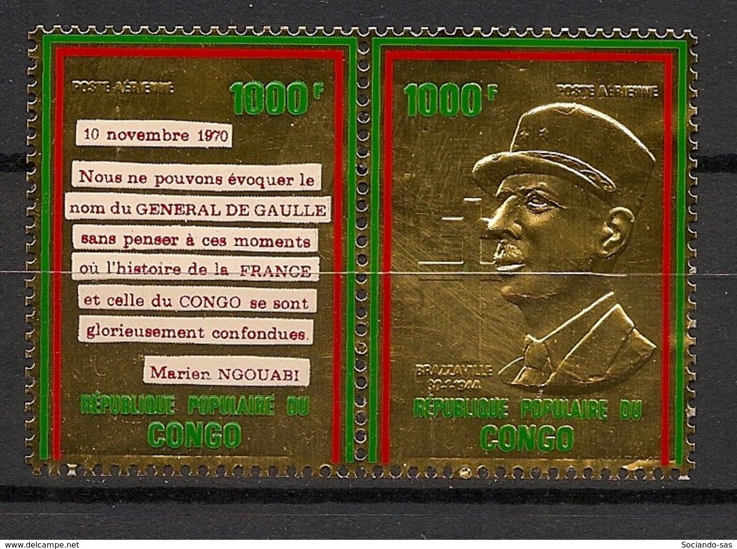 Congo - 1971 - Poste Aérienne PA N°Yv. 135 Et 136  - De Gaulle OR - Neuf Luxe ** / MNH / Postfrisch - De Gaulle (General)