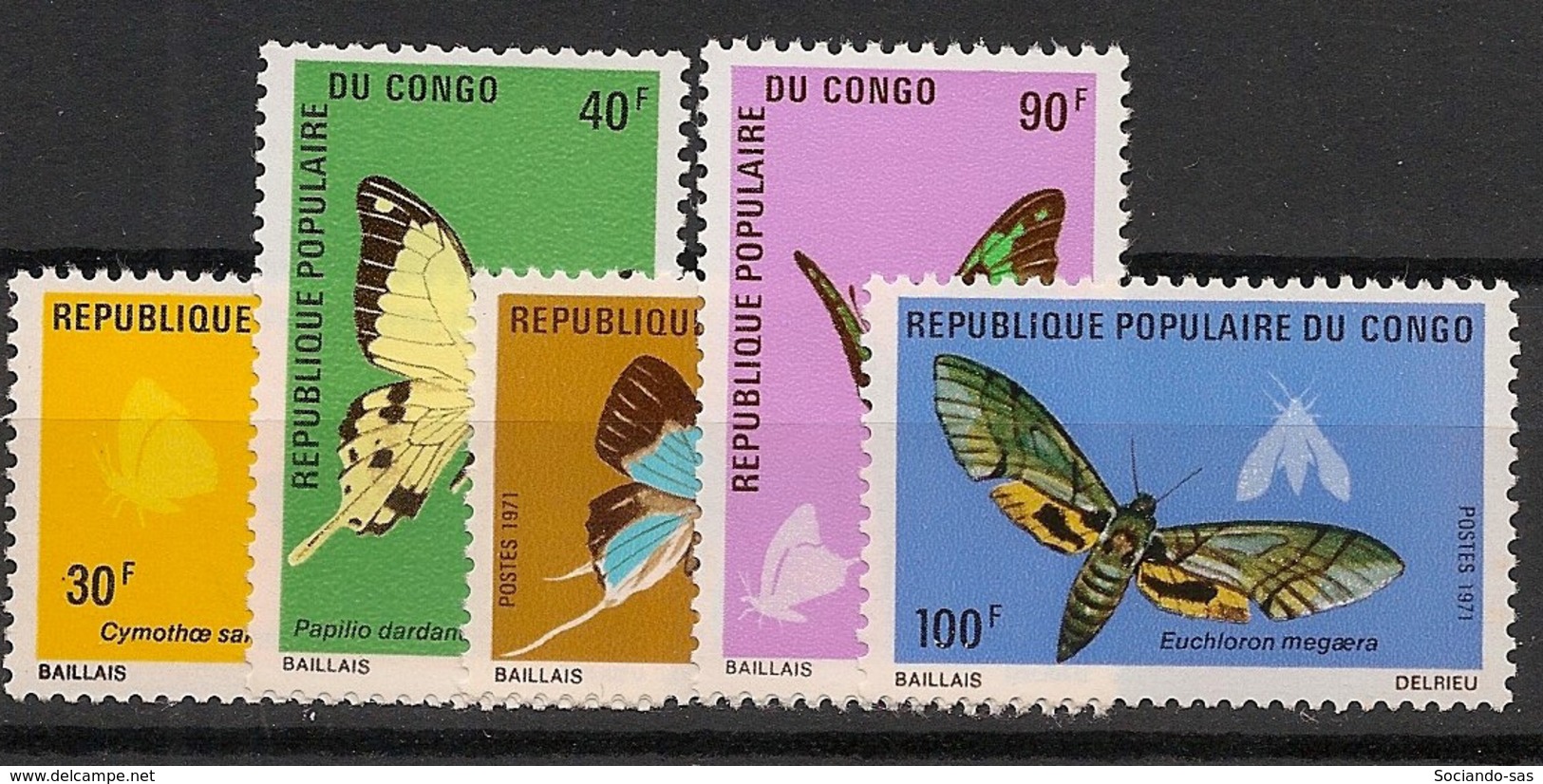 Congo - 1971 - N°Yv. 303 à 307 - Papillons - Neuf Luxe ** / MNH / Postfrisch - Farfalle