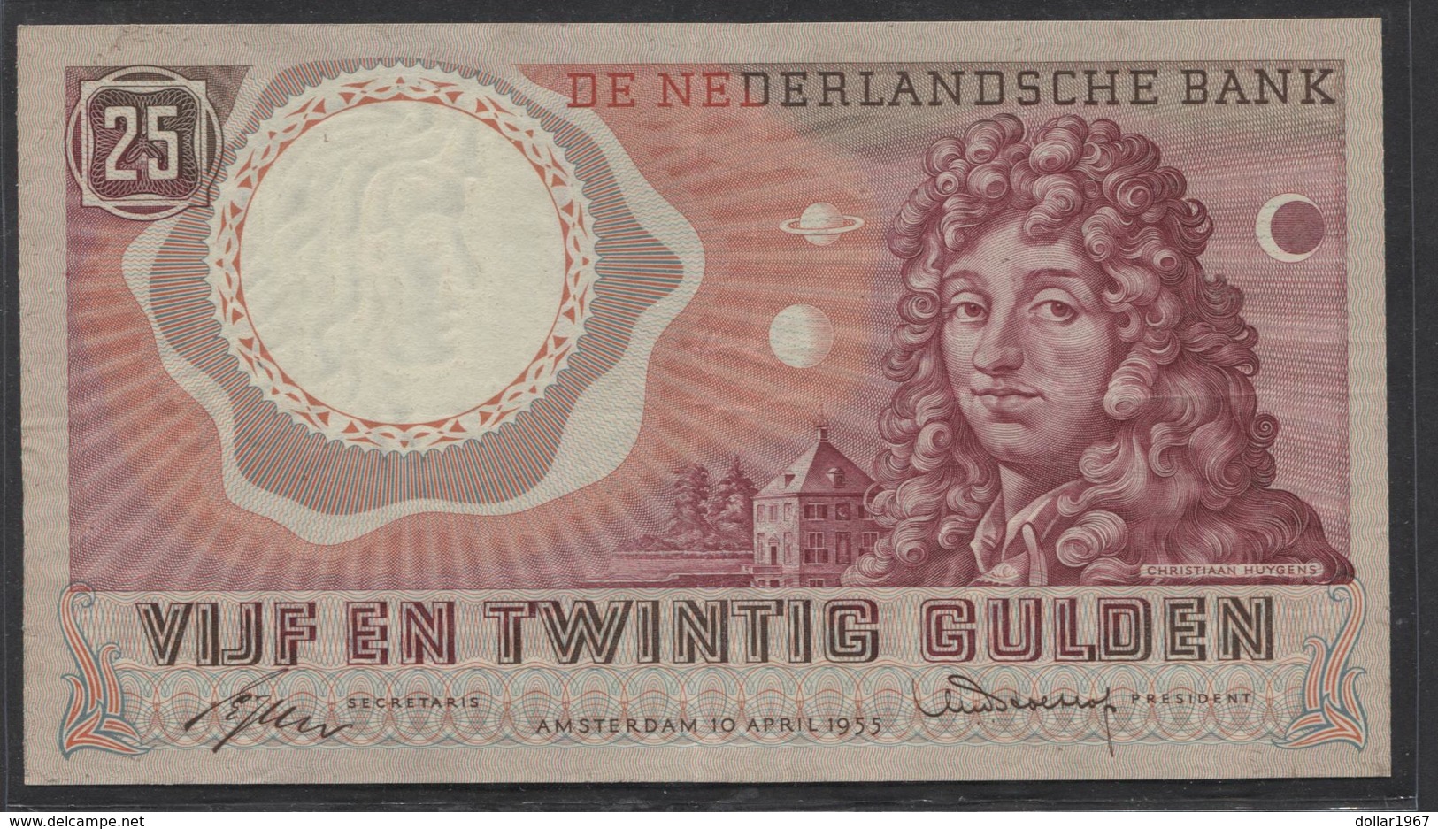 Netherlands  25 Gulden 10-4-1955 - NO: ADD 051679  - See The 2 Scans For Condition.(Originalscan ) - 25 Florín Holandés (gulden)