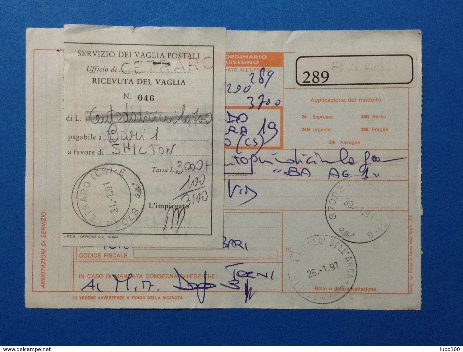 1991 AFFRANCATURA MECCANICA ROSSA EMA RED SU BOLLETTINO BARI 1 VIA NICOLÒ DELL'ARCA - Franking Machines (EMA)