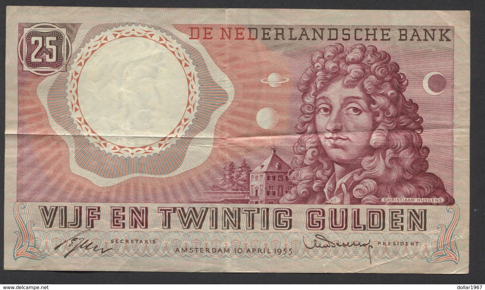 Netherlands  25 Gulden 10-4-1955 - NO: AFU 084810  - See The 2 Scans For Condition.(Originalscan ) - 25 Gulden