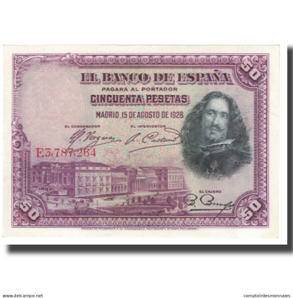 Billet, Espagne, 50 Pesetas, 1928, 1928-08-15, KM:75a, TTB - 50 Pesetas