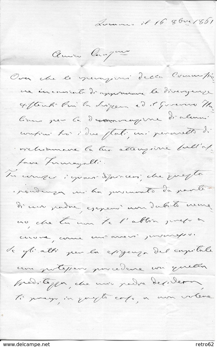 1854-1862 Helvetia (Ungezähnt) Strubel → Brief Rundstempel LOCARNO Nach LUGANO  ►SBK-23B4.Vb◄ - Lettres & Documents