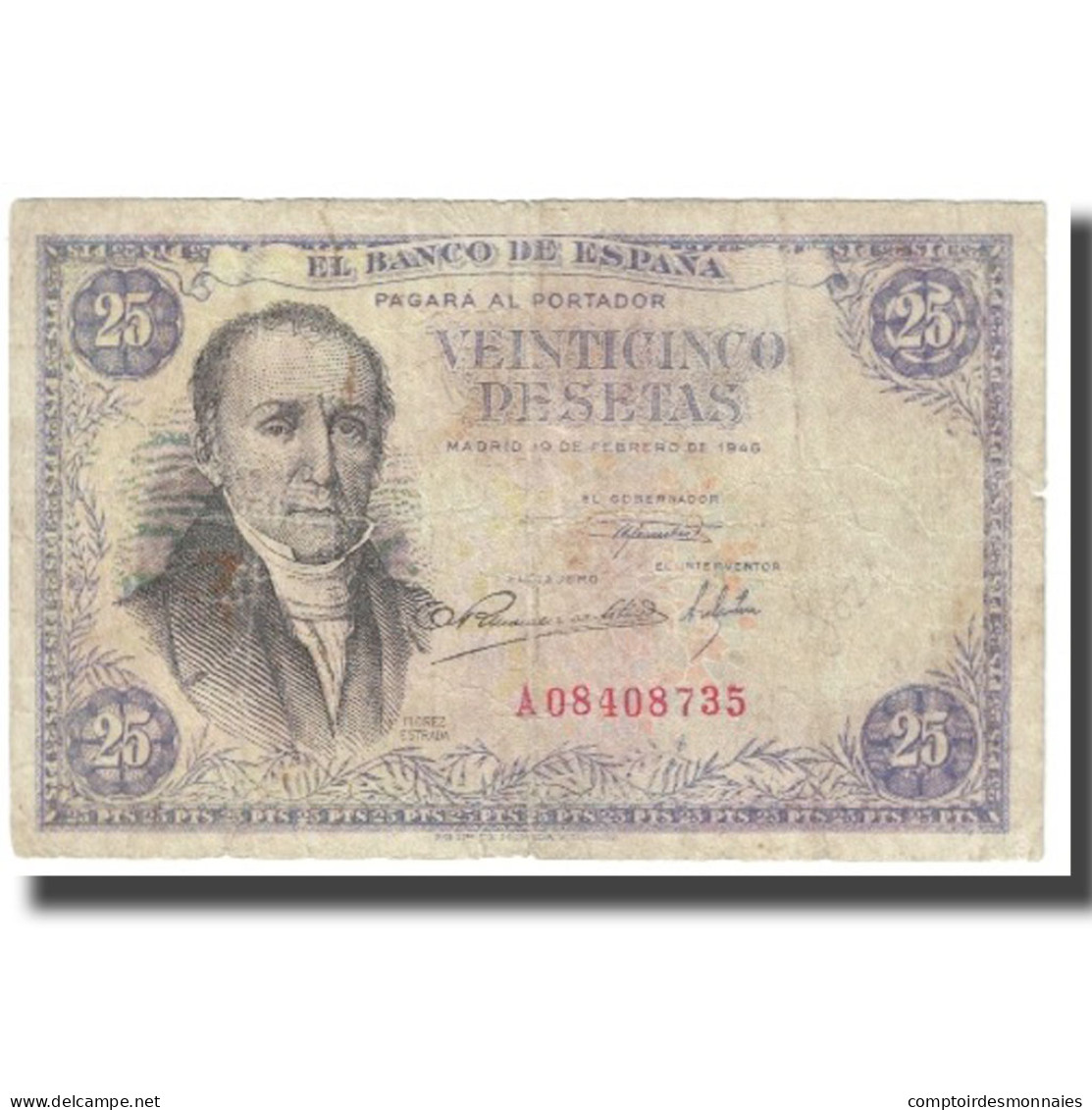 Billet, Espagne, 25 Pesetas, 1946, 1946-02-19, KM:130a, TB - 25 Peseten