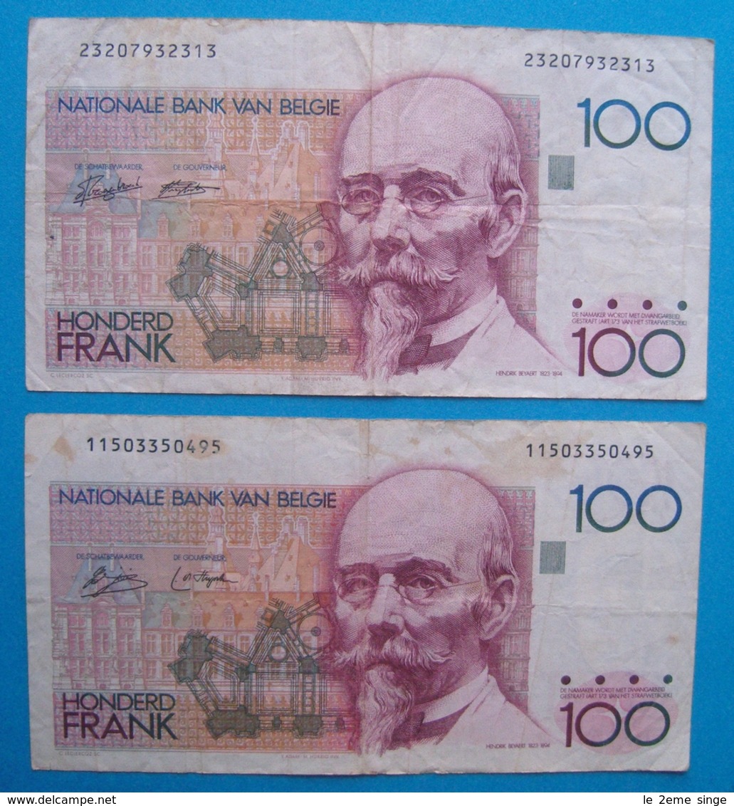 BELGIQUE 2x 100 Francs 1982/1994 - 100 Franchi