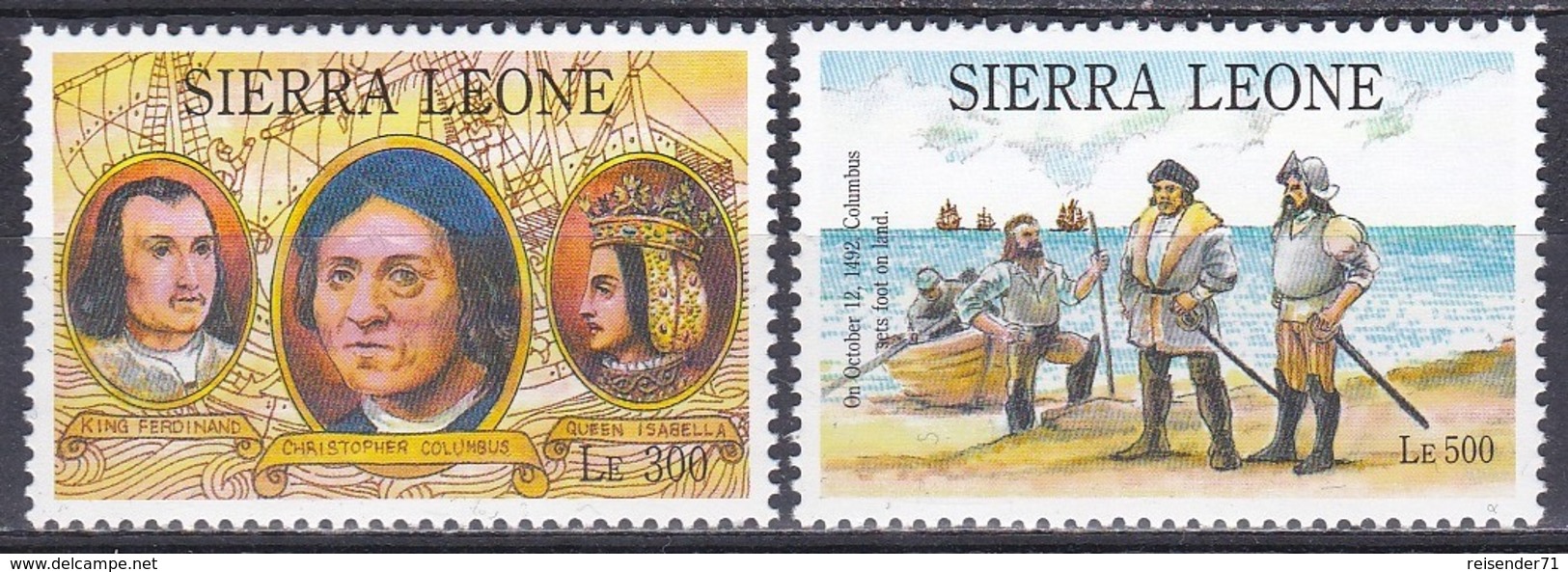Senegal 1993 Geschichte History Entdeckungen Discovery Kolumbus Columbus Isabella Ferdinand Royals, Mi. 1955-6 ** - Sierra Leone (1961-...)