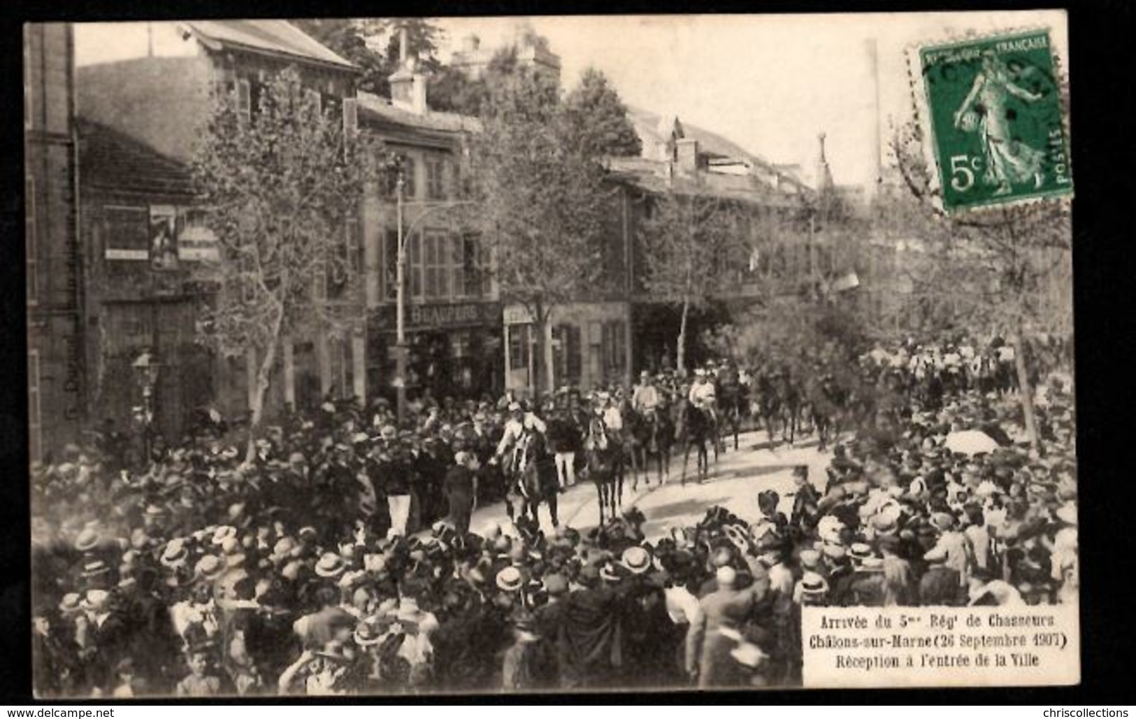 51 - CHÂLONS SUR MARNE - Arrivée Du 5e Régt De Chasseurs (26 Septembre 1907) - Réception à L'Entrée De La Ville - Châlons-sur-Marne