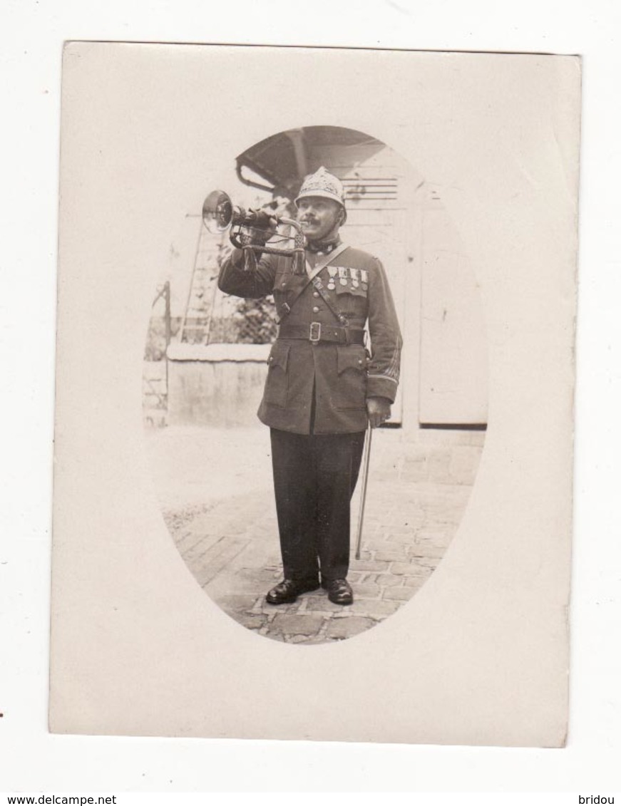 MILITARIA   Photo Ancienne   Militaire Et Médaille    Clairon - Autres & Non Classés