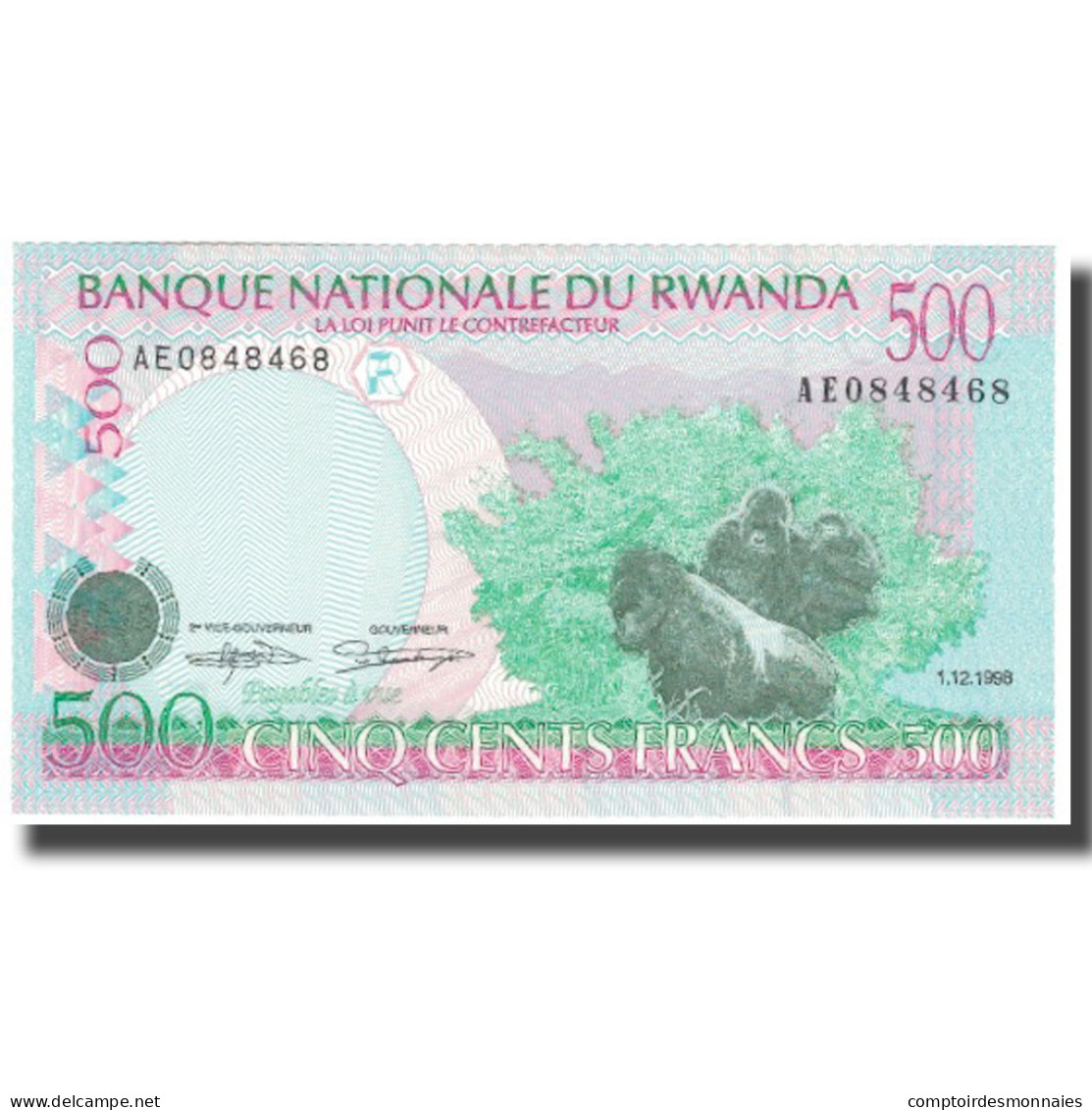 Billet, Rwanda, 500 Francs, 1998, 1998-12-01, KM:26a, NEUF - Rwanda