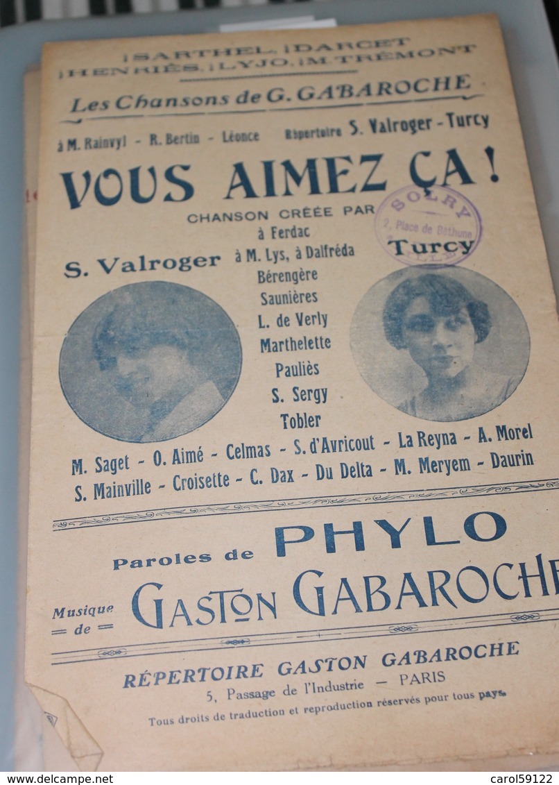 Partition De "Vous Aimez ça" - Partitions Musicales Anciennes