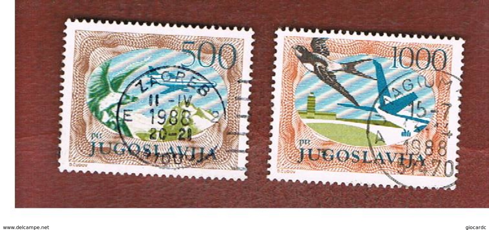 JUGOSLAVIA (YUGOSLAVIA)   - SG 2197.2199  -    1985  AIR: BIRDS & AIRPLANES (COMPLET SET OF 2)   -  USED - Usati
