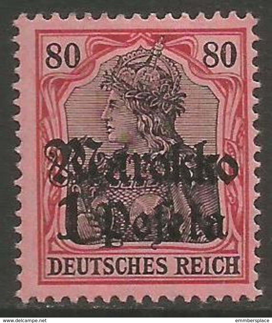 German Offices Morocco - 1911 Germania Overprint  & Surcharge 1P/80pf MH *  Sc  53 - Morocco (offices)