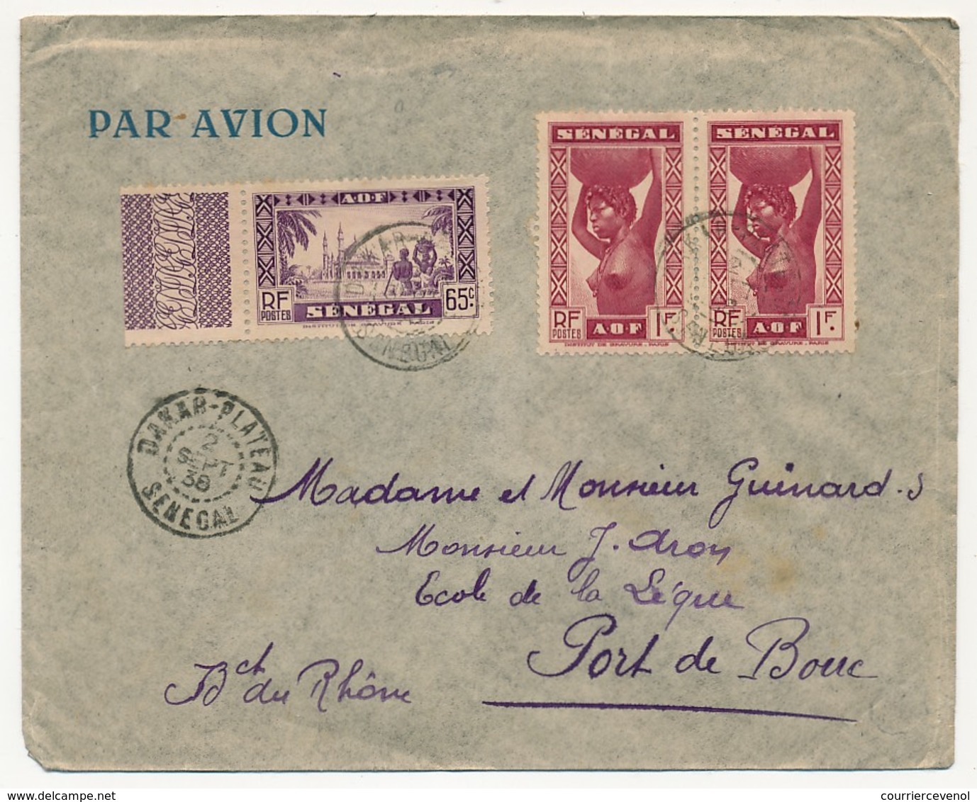 SENEGAL - Belle Enveloppe Affr. Composé - Dakar Plateau 1938 - Lettres & Documents
