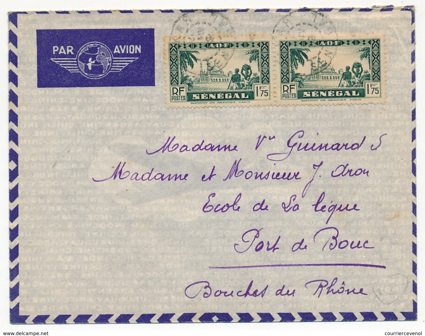 SENEGAL - Belle Enveloppe Affr. 2x 1,75 (paire) - Obl Dakar Sénégal (faible) 1939 - Lettres & Documents