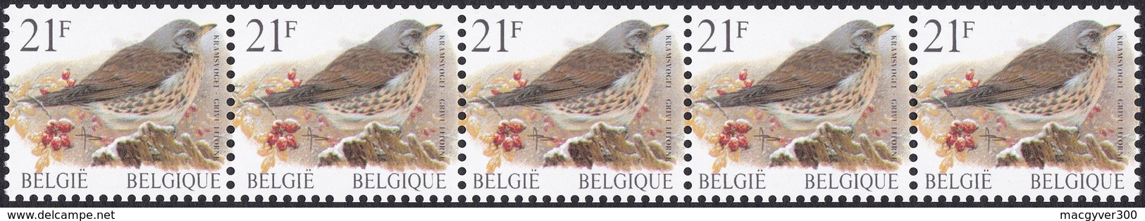 BELGIQUE, 1999, 21F, Grive Litorne (COB R89). - Franqueo