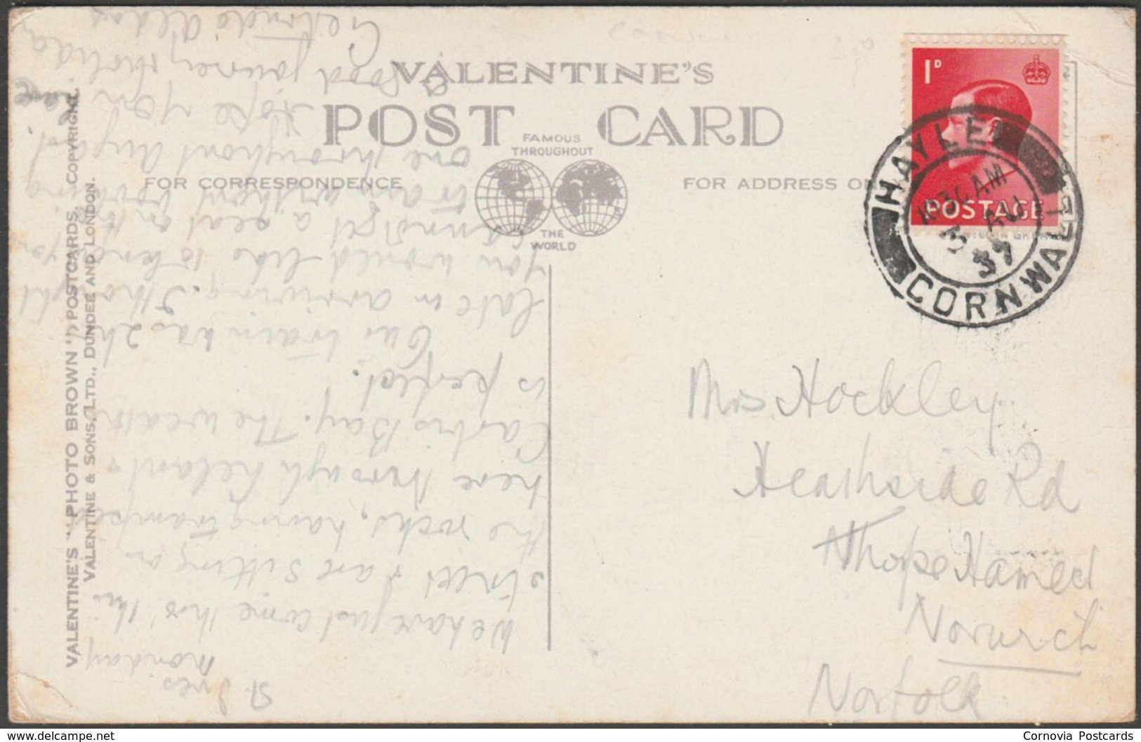 The Digey, St Ives, Cornwall, 1937 - Valentine's Postcard - St.Ives