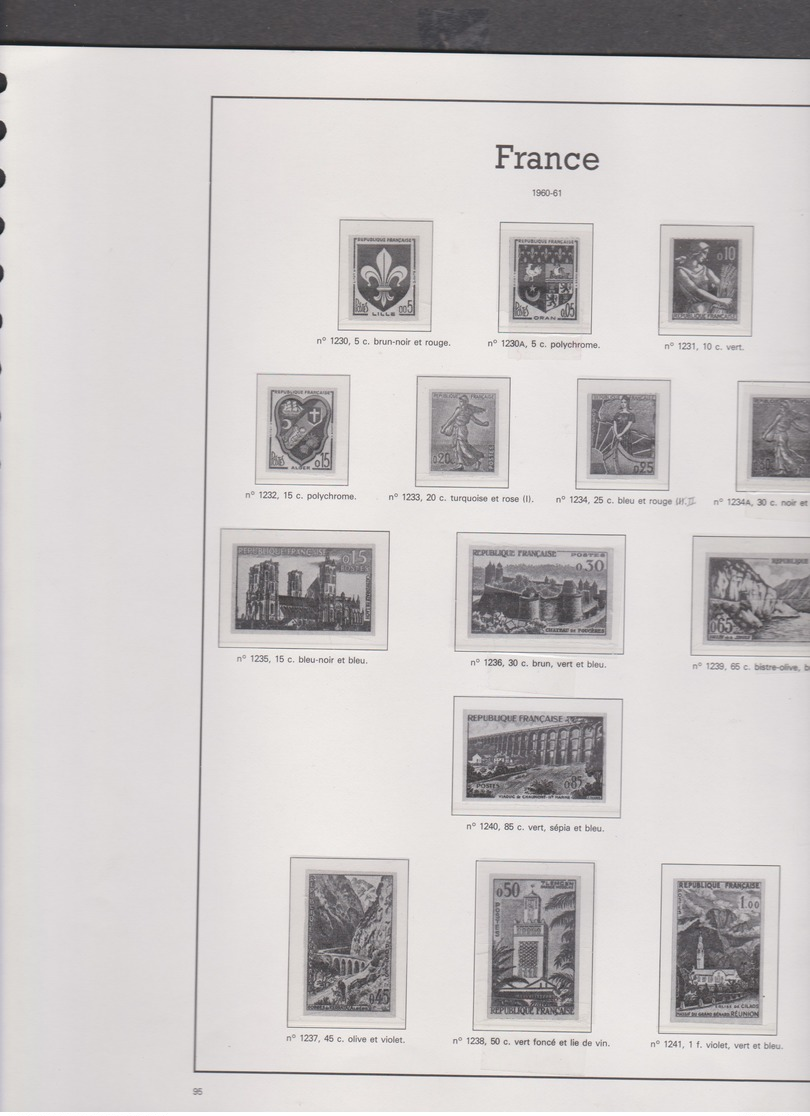44 Feuilles Pré-imprimées Avec Pochettes YVERT Et TELLIER 22 Anneaux Jeux France 1960 à 1969 - Pre-printed Pages