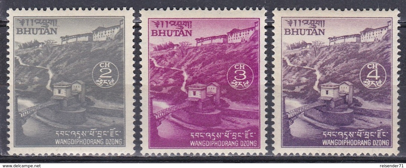 Bhutan 1972 Religion Buddhismus Bauwerke Gebäude Buildings Kloster Klöster Monastery Landschaften, Mi. 507-9 ** - Bhutan