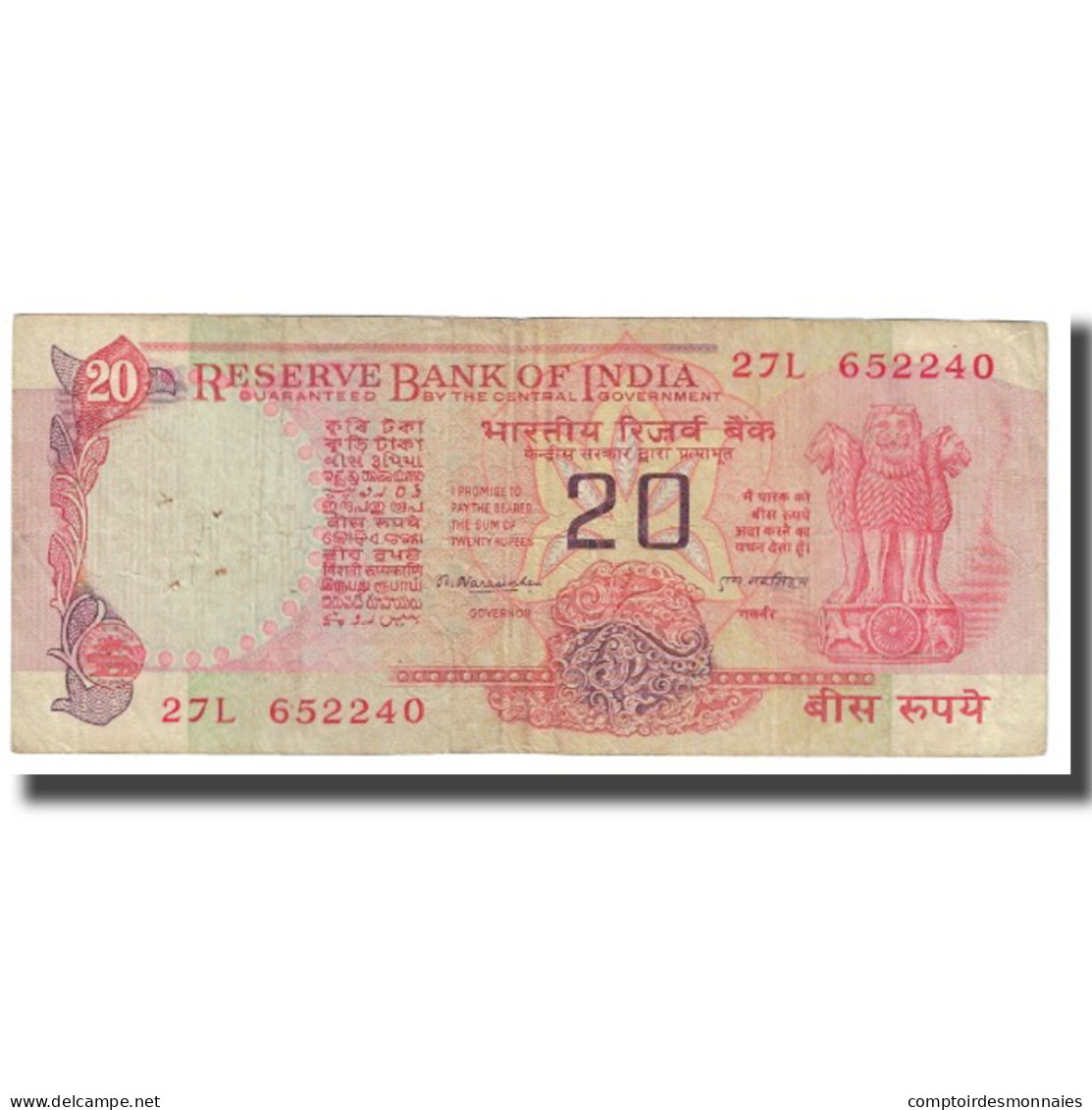 Billet, Inde, 20 Rupees, KM:82c, TTB - Inde