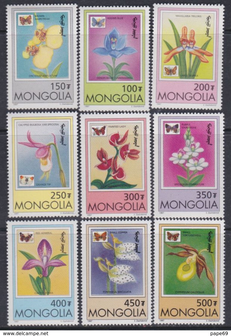 Mongolie N° 2123 / 31 XX Flore Et Faune : Orchidées Et Papillons,  La Série Des 9 Valeurs Sans Charnière, TB - Mongolie