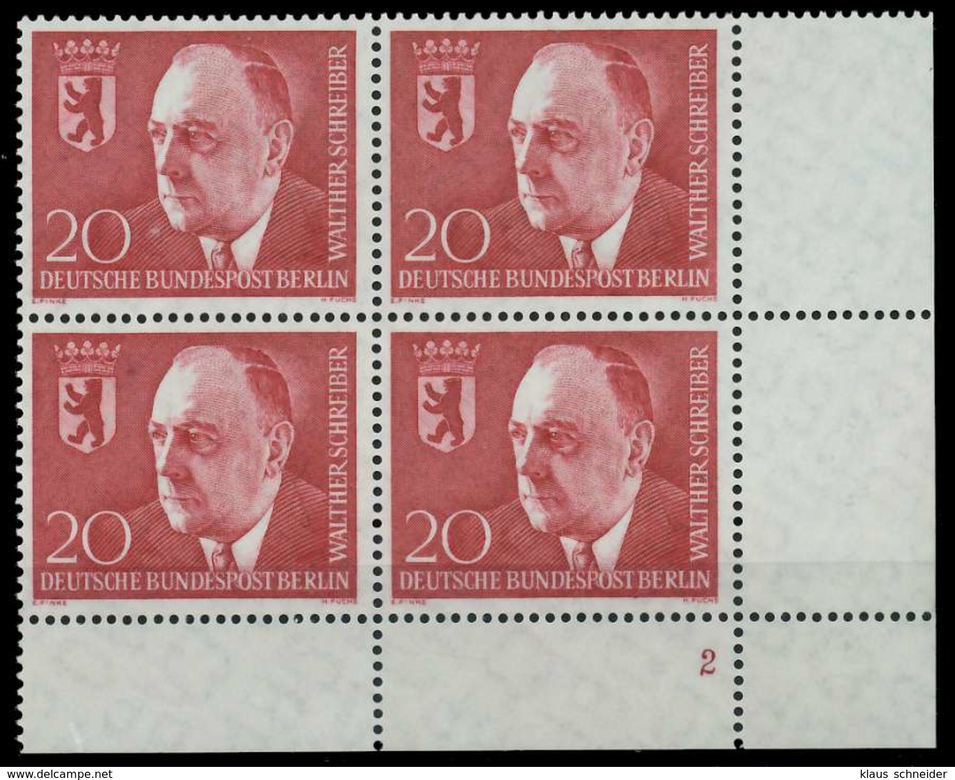 BERLIN 1960 Nr 192 Postfrisch VIERERBLOCK FORMNUMMER 2 X8E2976 - Ungebraucht