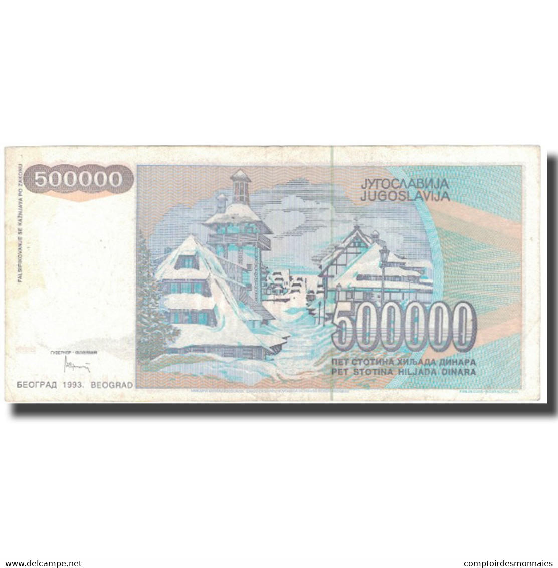 Billet, Yougoslavie, 500,000 Dinara, 1993, 1993, KM:119, TB+ - Yougoslavie