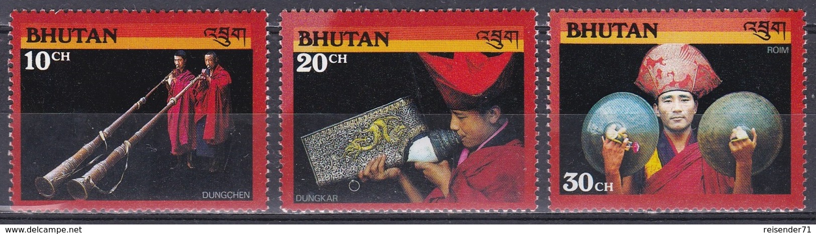 Bhutan 1990 Religion Kunst Arts Kultur Culture Musikinstrumente Musik Music Dungchen Dungkar Roim, Aus Mi. 1339-6 ** - Bhutan