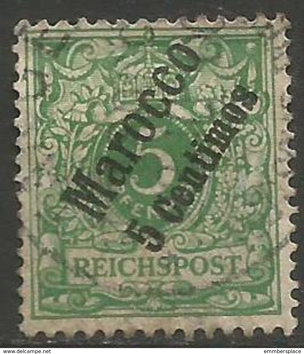 German Offices Morocco - 1899 Numeral Overprint  & Surcharge 5c/5pf Used  Sc 8 - Morocco (offices)