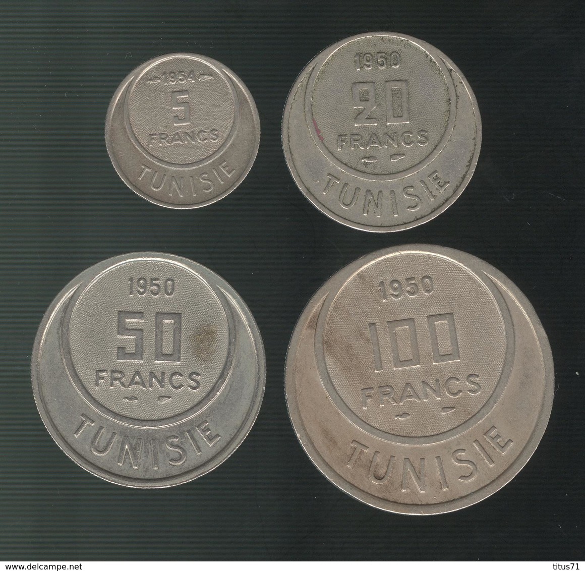 Lot 5 , 20 , 50 , 100 Francs Tunisie 1950 Et 1954 - Tunisie