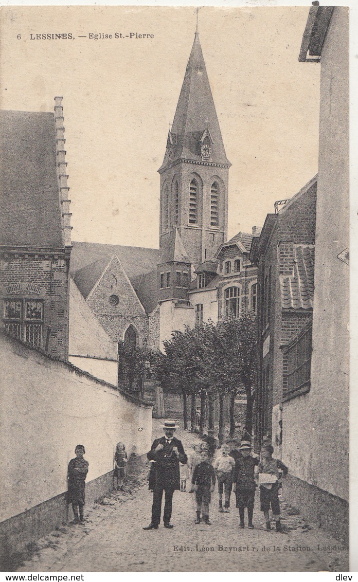 Lessines - Eglise St.-Pierre - Animé - Edit. Léon Brynart, Lessines - Eglises Et Cathédrales