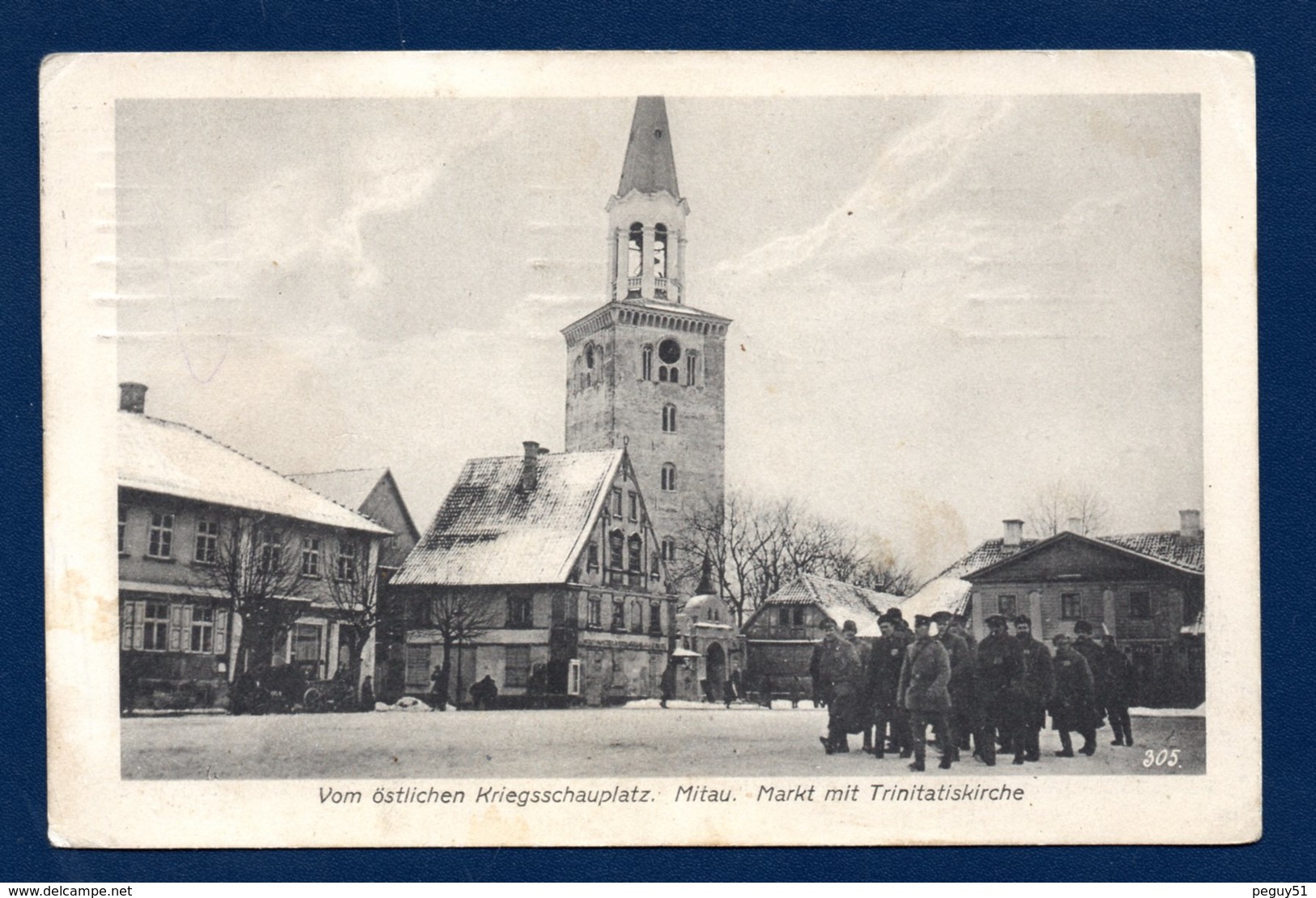 Lettonie. Mitau ( Jelgava). Place Du Marché. Eglise De La Trinité. Feldpost Königsberg I. Pr. Janvier 1917 - Latvia