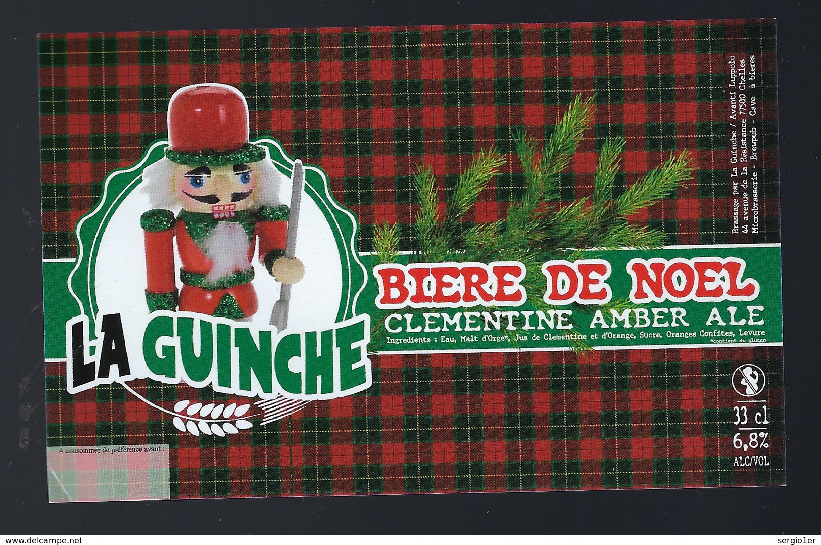 Etiquette Biere La Guinche De Noël 6,8% 33-cl   Brasserie  La Guinche à Chelles 77 - Bière