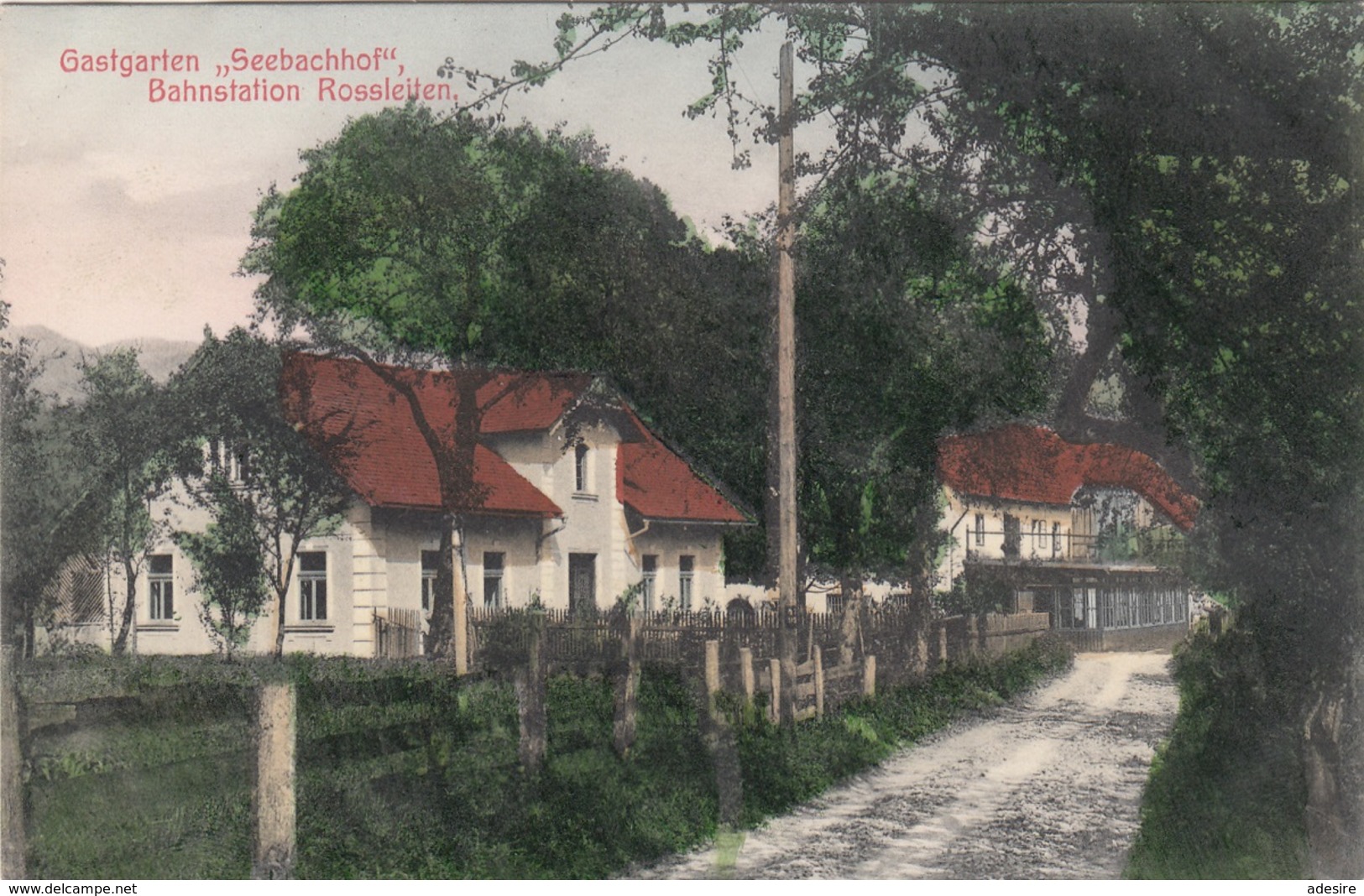 Bahnstation ROSSLEITEN (OÖ), Gastgarten "Seebachhof", Sehr Seltene Karte, 1911, Gute Erhaltung - Sonstige & Ohne Zuordnung
