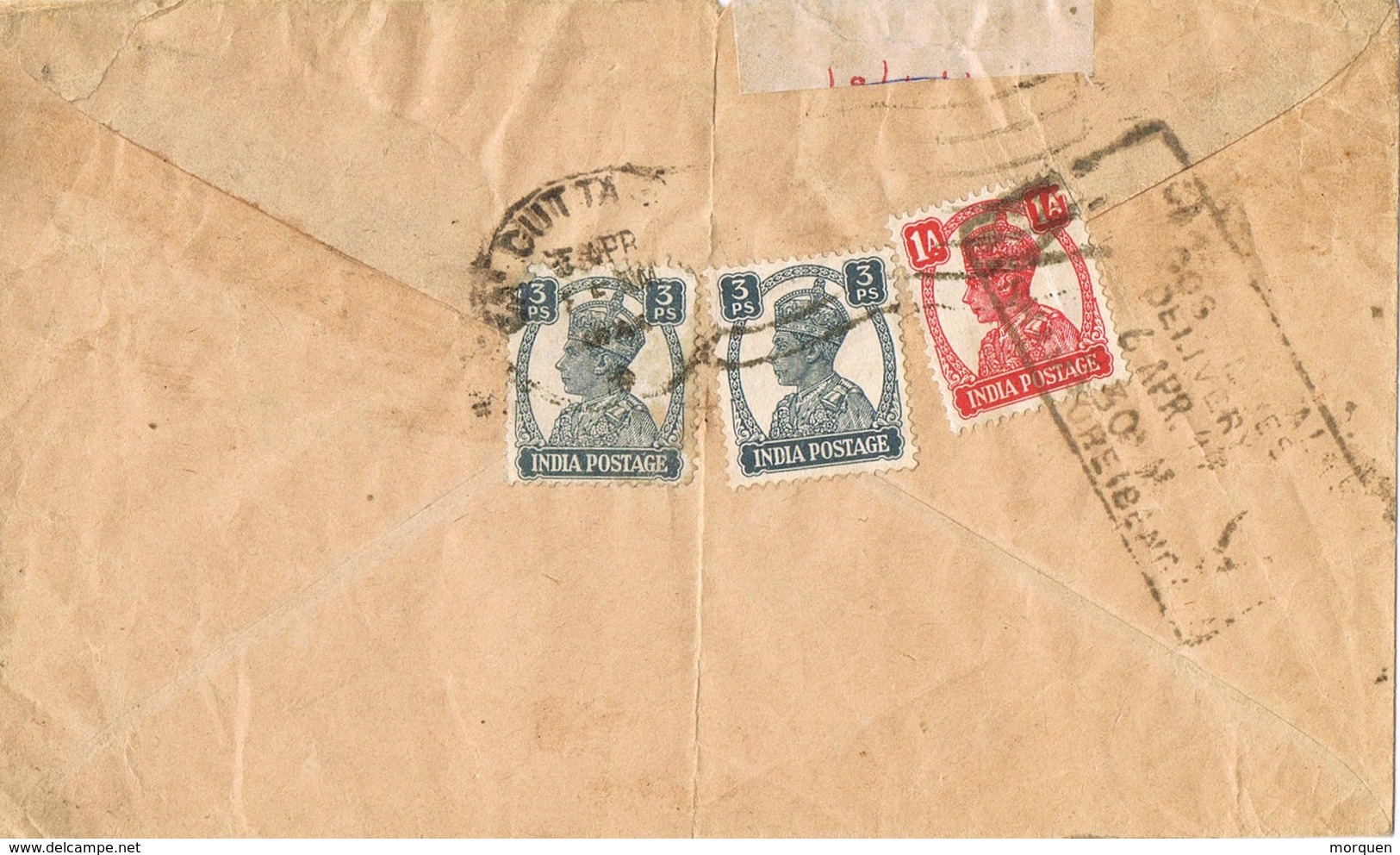 32684. Carta CALCUTTA (India Inglesa) 1944 To Murshidabad - 1936-47 King George VI