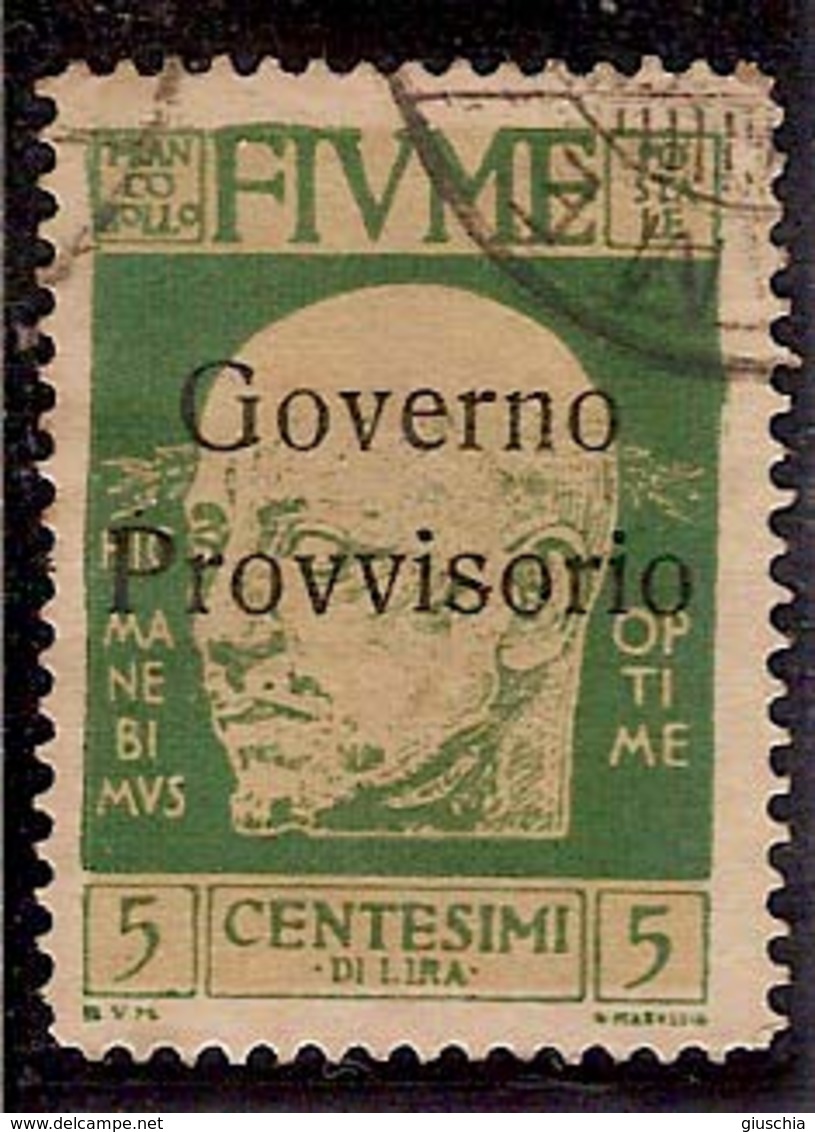 (Fb).Fiume.1921.Governo Provvisorio.5c Verde Usato Effigie Senza Trattino (429-15) - Fiume