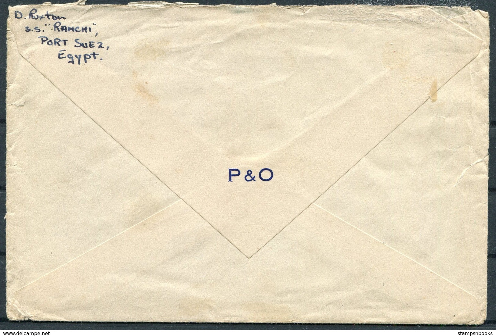 Egypt Port Said Paquebot Cover - Wellington, New Zealand. P&O SS RANCHI - Covers & Documents