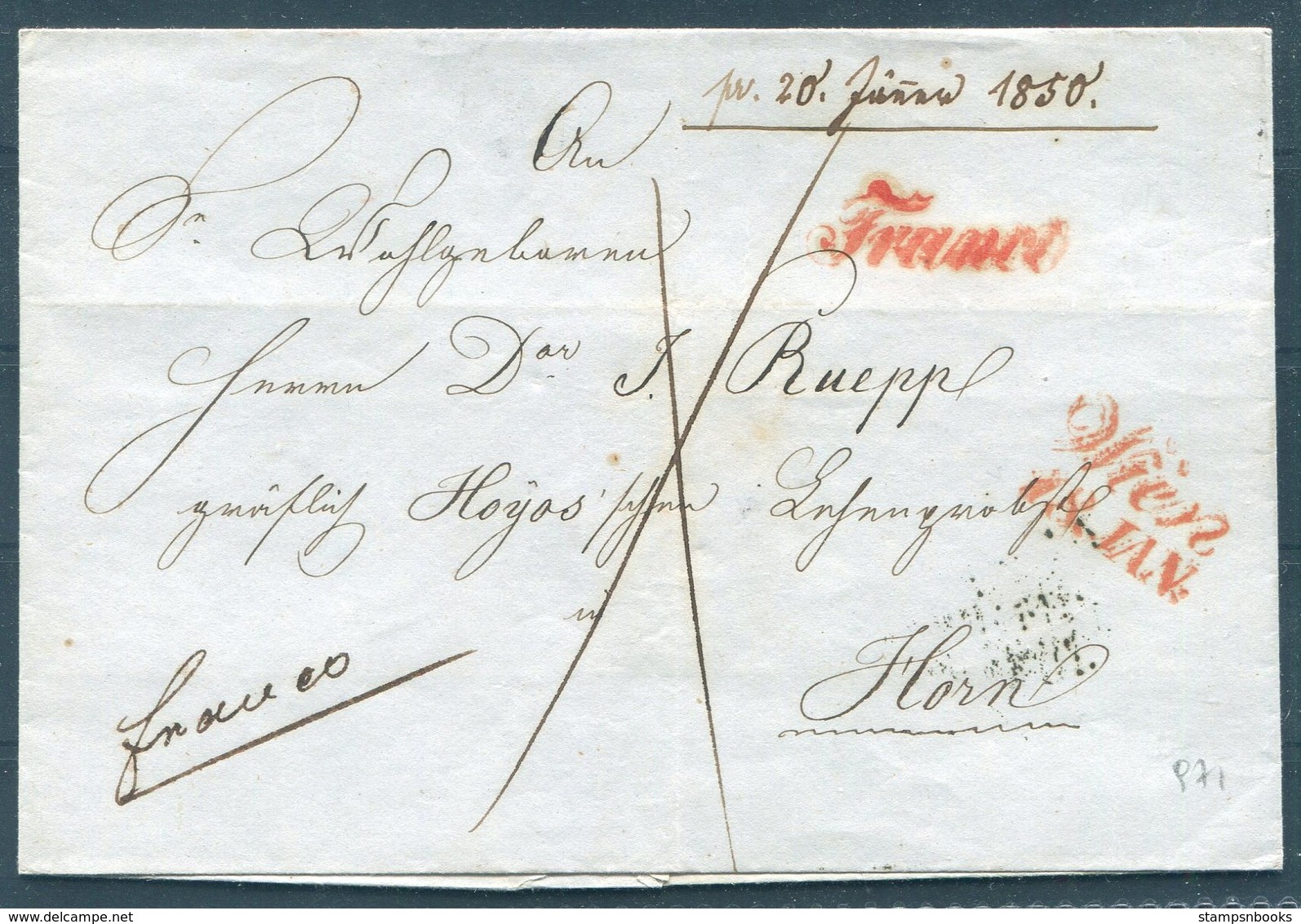 1850 Austria Wien - Horn FRANCO Vorphila - ...-1850 Prephilately