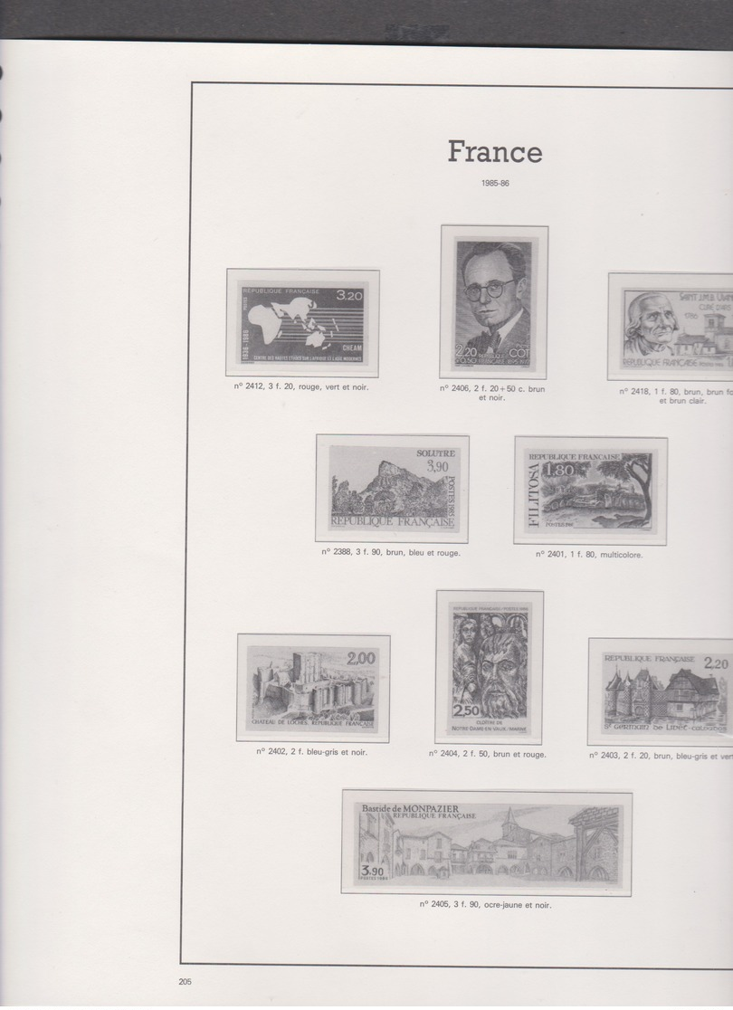 44 Feuilles Pré-imprimées Avec Pochettes YVERT Et TELLIER 22 Anneaux Jeux France 1986 à 1990 - Pré-Imprimés