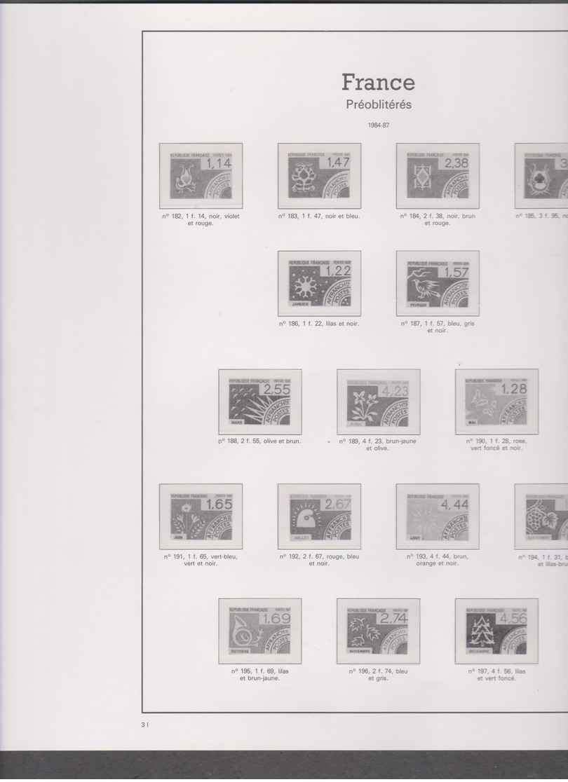 44 Feuilles Pré-imprimées Avec Pochettes YVERT Et TELLIER 22 Anneaux Jeux France 1986 à 1990 - Pré-Imprimés